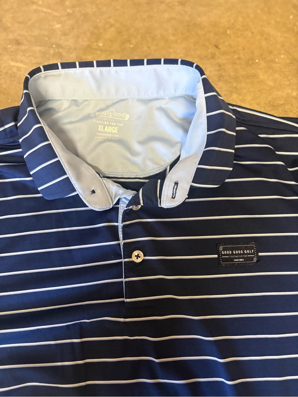 Men's Navy Stripe Good Good Polo Golf Shirt